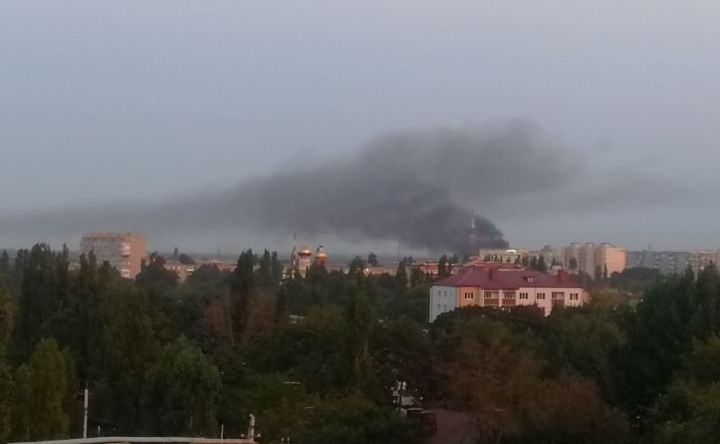 Крупный пожар бушевал рядом с заводом «Провими» в Азове