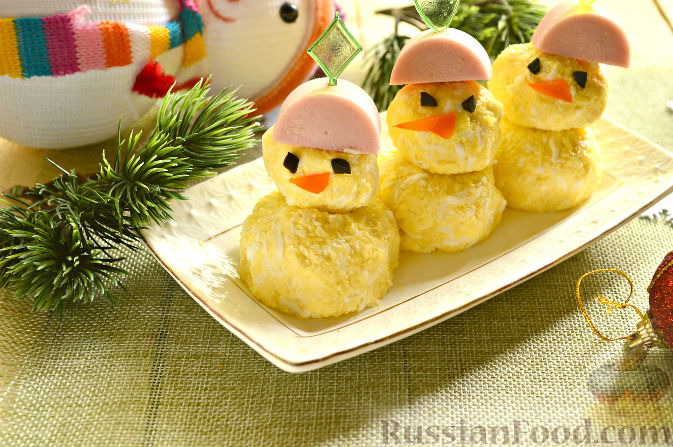 Рецепты новогодних блюд: закуска «Снеговики»