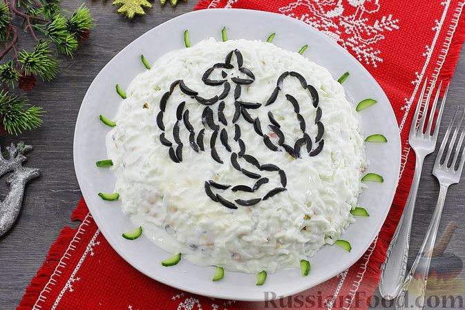 Рецепты новогодних блюд: крабовый салат «Дракон»