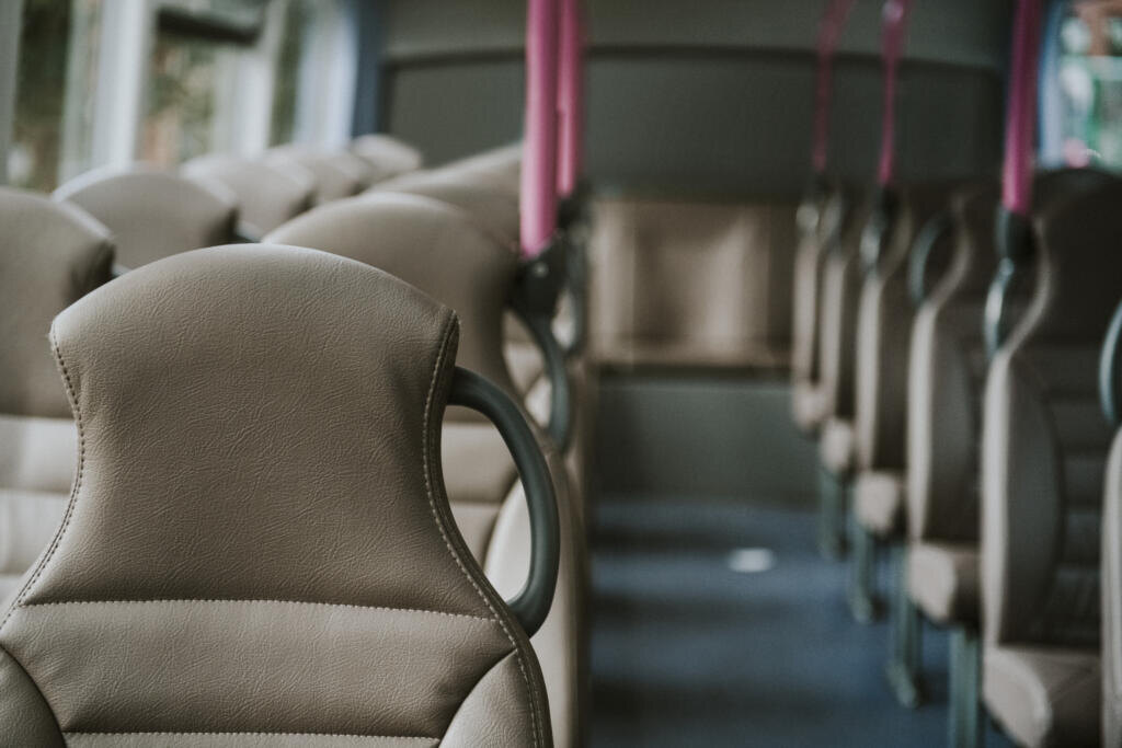 Interior of a public bus transport Журналист